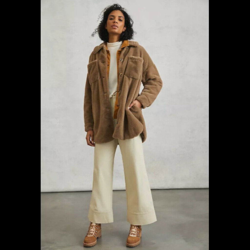 Nwt Anthropologie Simone Faux Fur Shirt Jacket
